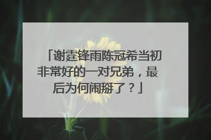 谢霆锋雨陈冠希当初非常好的一对兄弟，最后为何闹掰了？