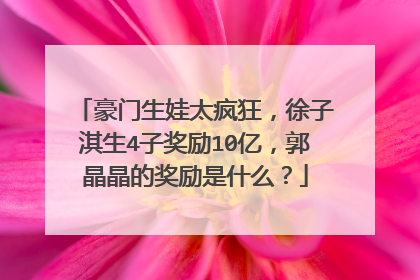 豪门生娃太疯狂，徐子淇生4子奖励10亿，郭晶晶的奖励是什么？
