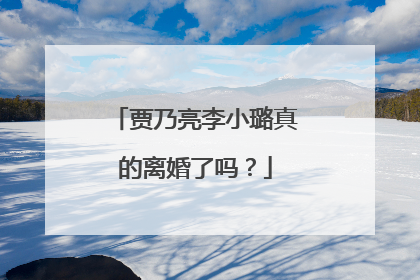 贾乃亮李小璐真的离婚了吗？