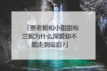 贾老板和小甜甜布兰妮为什么深爱却不能走到最后?