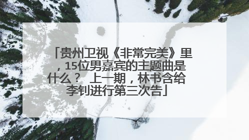 贵州卫视《非常完美》里，15位男嘉宾的主题曲是什么？ 上一期，林书含给李钊进行第三次告