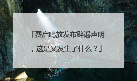 费启鸣放发布辟谣声明,这是又发生了什么?