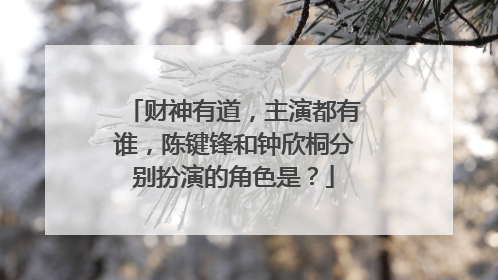财神有道，主演都有谁，陈键锋和钟欣桐分别扮演的角色是？