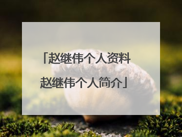 赵继伟个人资料 赵继伟个人简介