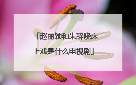 赵丽颖和朱辞晓床上戏是什么电视剧