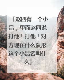 赵四有一个小品，里面赵四说打他！打他！对方现在什么队形这个小品名叫什么