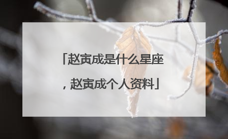 赵寅成是什么星座，赵寅成个人资料