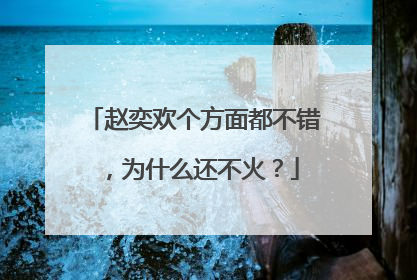 赵奕欢个方面都不错,为什么还不火?