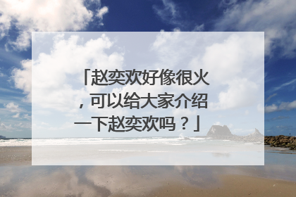 赵奕欢好像很火,可以给大家介绍一下赵奕欢吗?