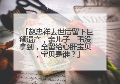 赵忠祥去世后留下巨额遗产，亲儿子一毛没拿到，全留给心肝宝贝，宝贝是谁？