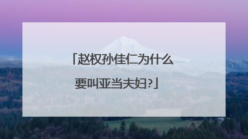 赵权孙佳仁为什么要叫亚当夫妇?