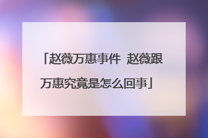 赵薇万惠事件 赵薇跟万惠究竟是怎么回事