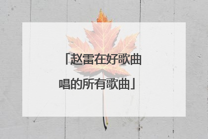 赵雷在好歌曲唱的所有歌曲