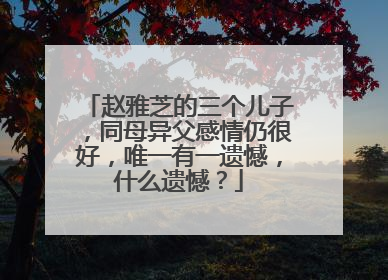 赵雅芝的三个儿子,同母异父感情仍很好,唯一有一遗憾,什么遗憾?