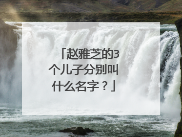 赵雅芝的3个儿子分别叫什么名字？