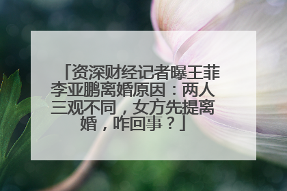 资深财经记者曝王菲李亚鹏离婚原因：两人三观不同，女方先提离婚，咋回事？