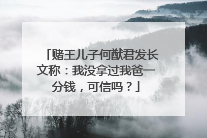 赌王儿子何猷君发长文称：我没拿过我爸一分钱，可信吗？