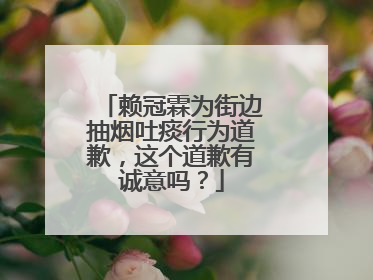 赖冠霖为街边抽烟吐痰行为道歉,这个道歉有诚意吗?