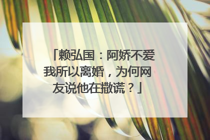赖弘国:阿娇不爱我所以离婚,为何网友说他在撒谎?