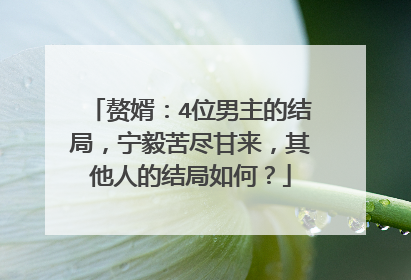 赘婿：4位男主的结局，宁毅苦尽甘来，其他人的结局如何？
