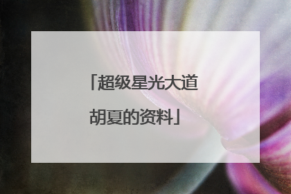 超级星光大道胡夏的资料