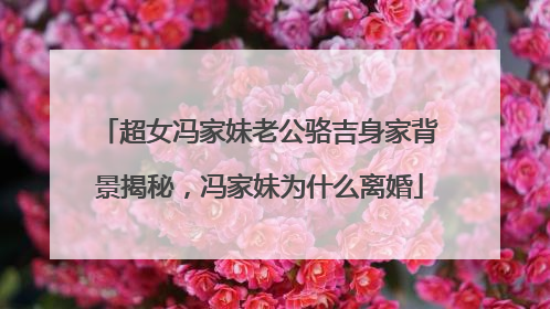 超女冯家妹老公骆吉身家背景揭秘,冯家妹为什么离婚