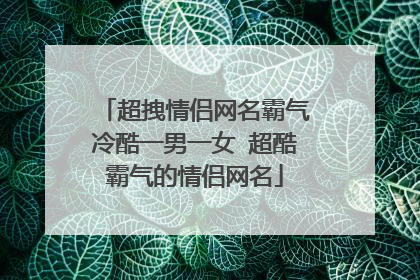 超拽情侣网名霸气冷酷一男一女 超酷霸气的情侣网名