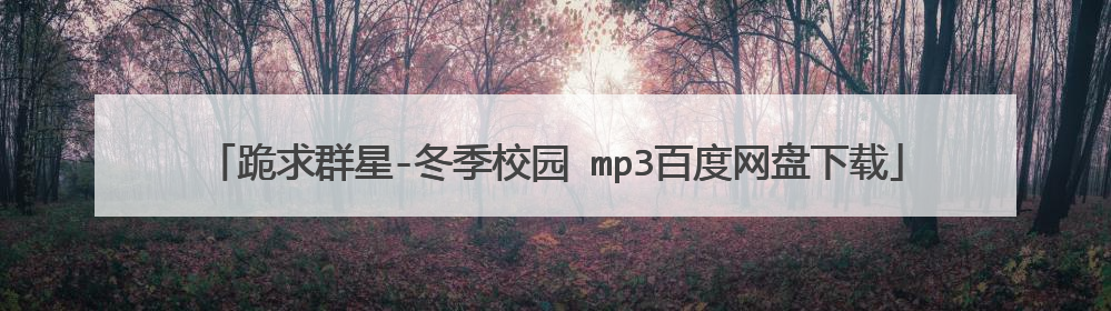 跪求群星-冬季校园 mp3百度网盘下载