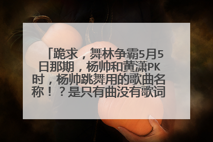 跪求，舞林争霸5月5日那期，杨帅和黄潇PK时，杨帅跳舞用的歌曲名称！？是只有曲没有歌词的，杨帅跳的是只