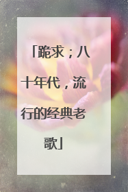 跪求；八十年代，流行的经典老歌
