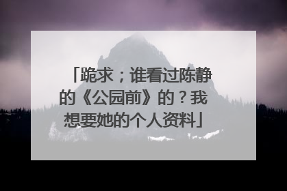 跪求；谁看过陈静的《公园前》的？我想要她的个人资料