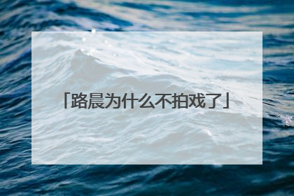 路晨为什么不拍戏了