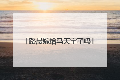 路晨嫁给马天宇了吗