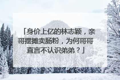 身价上亿的林志颖,亲哥摆摊卖肠粉,为何哥哥直言不认识弟弟?