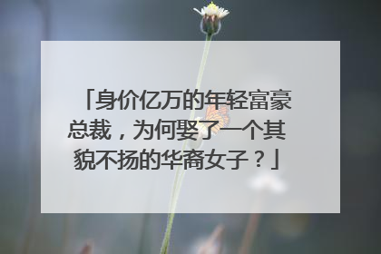身价亿万的年轻富豪总裁,为何娶了一个其貌不扬的华裔女子?