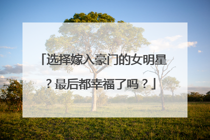 选择嫁入豪门的女明星?最后都幸福了吗?