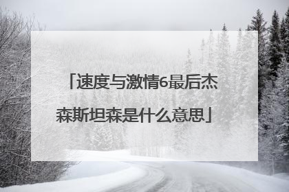 速度与激情6最后杰森斯坦森是什么意思