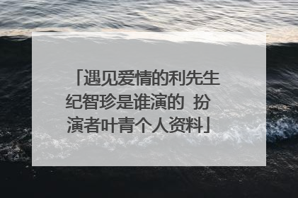 遇见爱情的利先生纪智珍是谁演的 扮演者叶青个人资料