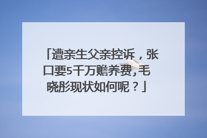 遭亲生父亲控诉，张口要5千万赡养费,毛晓彤现状如何呢？