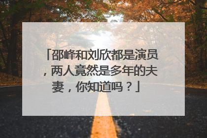 邵峰和刘欣都是演员,两人竟然是多年的夫妻,你知道吗?