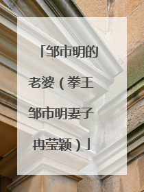 邹市明的老婆（拳王邹市明妻子冉莹颖）