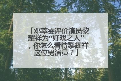 邓萃雯评价演员黎耀祥为“好戏之人”，你怎么看待黎耀祥这位男演员？