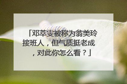 邓萃雯被称为翁美玲接班人,但气质挺老成,对此你怎么看?