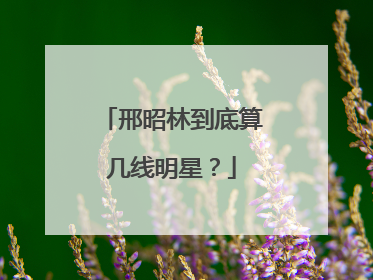 邢昭林到底算几线明星？