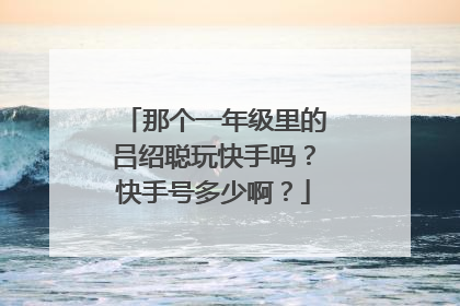 那个一年级里的吕绍聪玩快手吗?快手号多少啊?