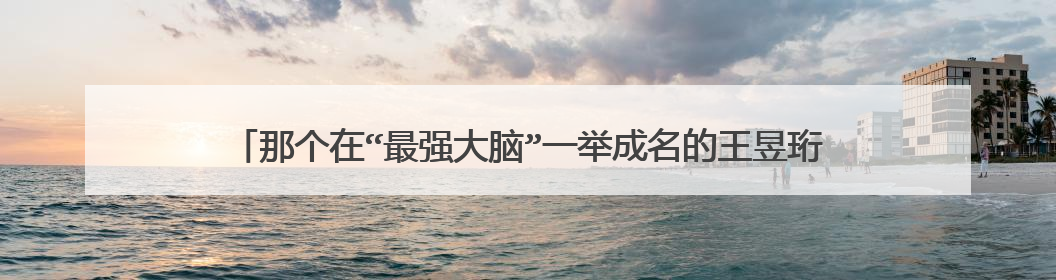 那个在“最强大脑”一举成名的王昱珩，被警察邀请破案，结果怎么样了？