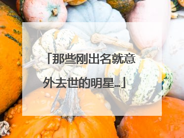 那些刚出名就意外去世的明星…