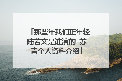 那些年我们正年轻陆若文是谁演的 苏青个人资料介绍