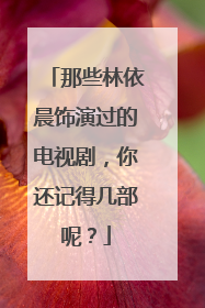 那些林依晨饰演过的电视剧，你还记得几部呢？