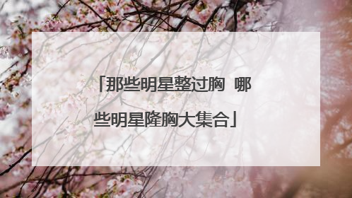 那些明星整过胸 哪些明星隆胸大集合